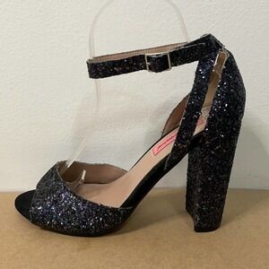 Betsey Johnson Glissten Peep Toe Glitter Heels Size 8.5